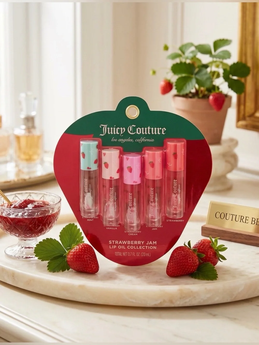 Juicy Couture Strawberry Jam Lip Oil Collection Gift Set NWT